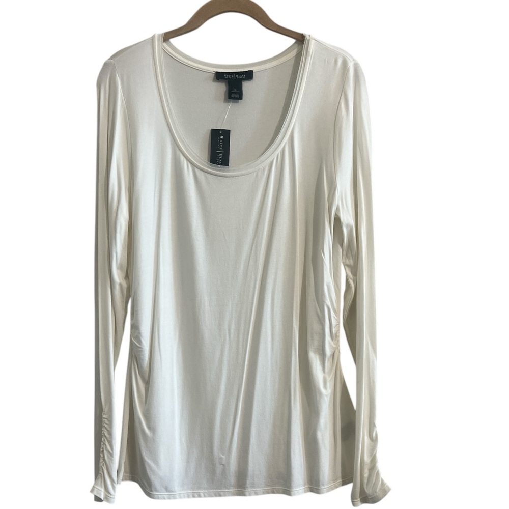 White House Black Market Ivory Long Sleeve Top Size Large NEW